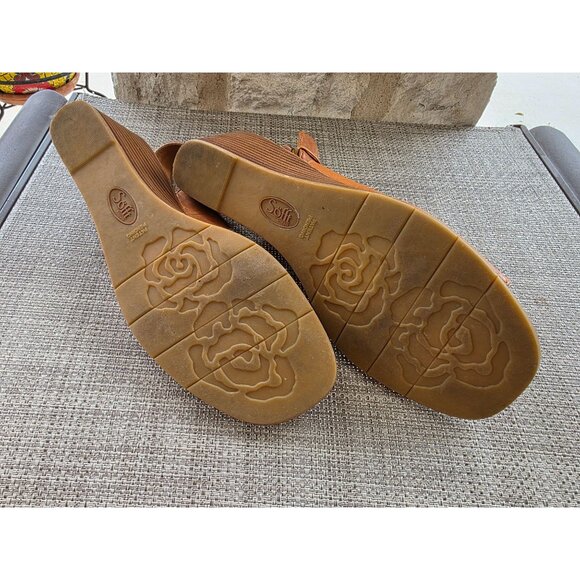 Söfft Tan Leather Slingback Wedge Sandals Women’s Size 11M | Open Toe Comfort Sh - Picture 9 of 9